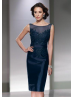 Navy Blue Lace Taffeta Mother Dress With Cape Navy Blue Lace Taffeta Mother Dress With Cape